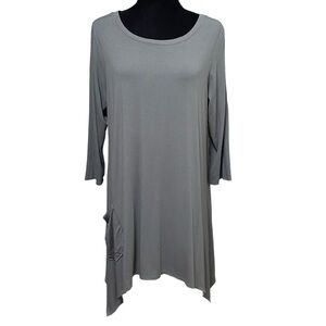 Cut Loose Gray Swing Tunic Dress Large Asymmetrical Lagenlook Boho Minimalist